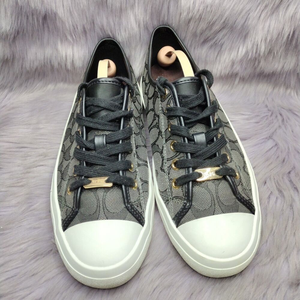 Coach Empire Signature Canvas Sneakers Low Top Black Size 9 - Picture 3 of 8